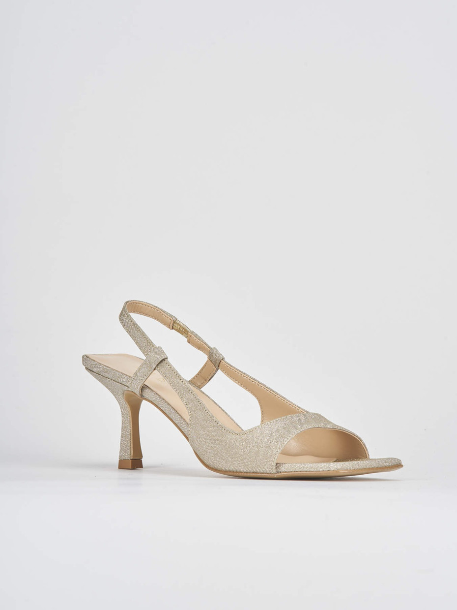 High heel sandals heel 7 cm gold leather