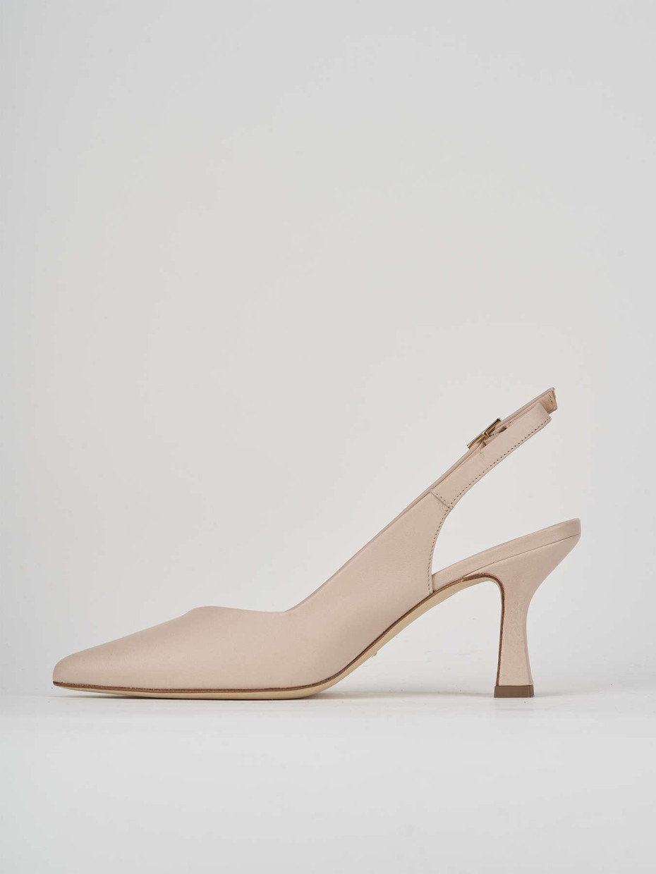 Slingback decolte tacco 7 cm rosa pelle