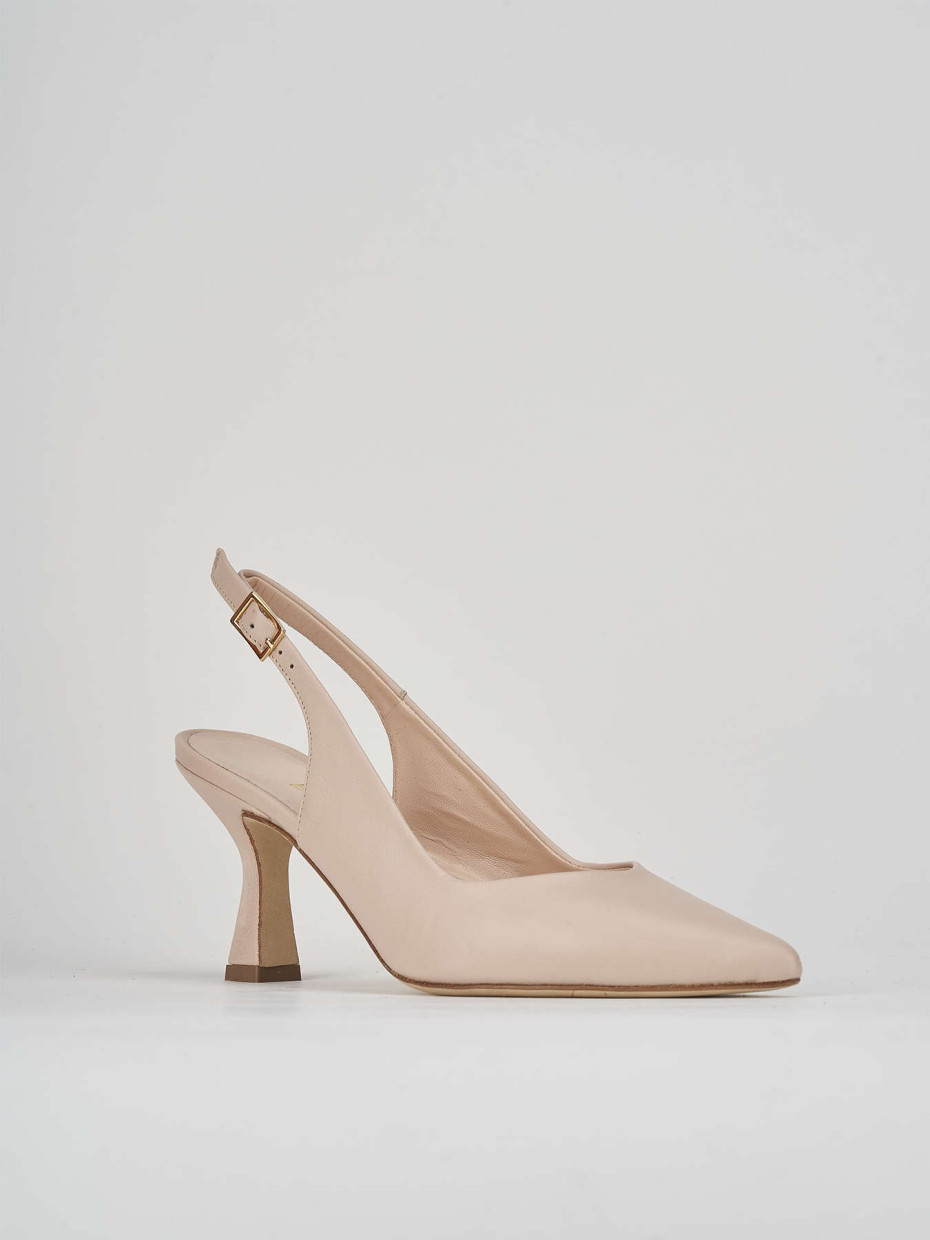 Slingback decolte tacco 7 cm rosa pelle
