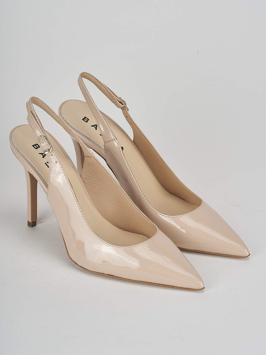 Slingback decoltè tacco 8 cm beige vernice
