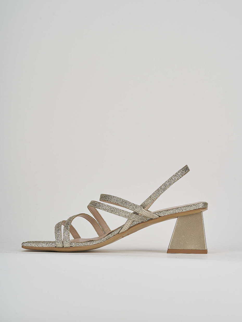 High heel sandals heel 5 cm gold glitter