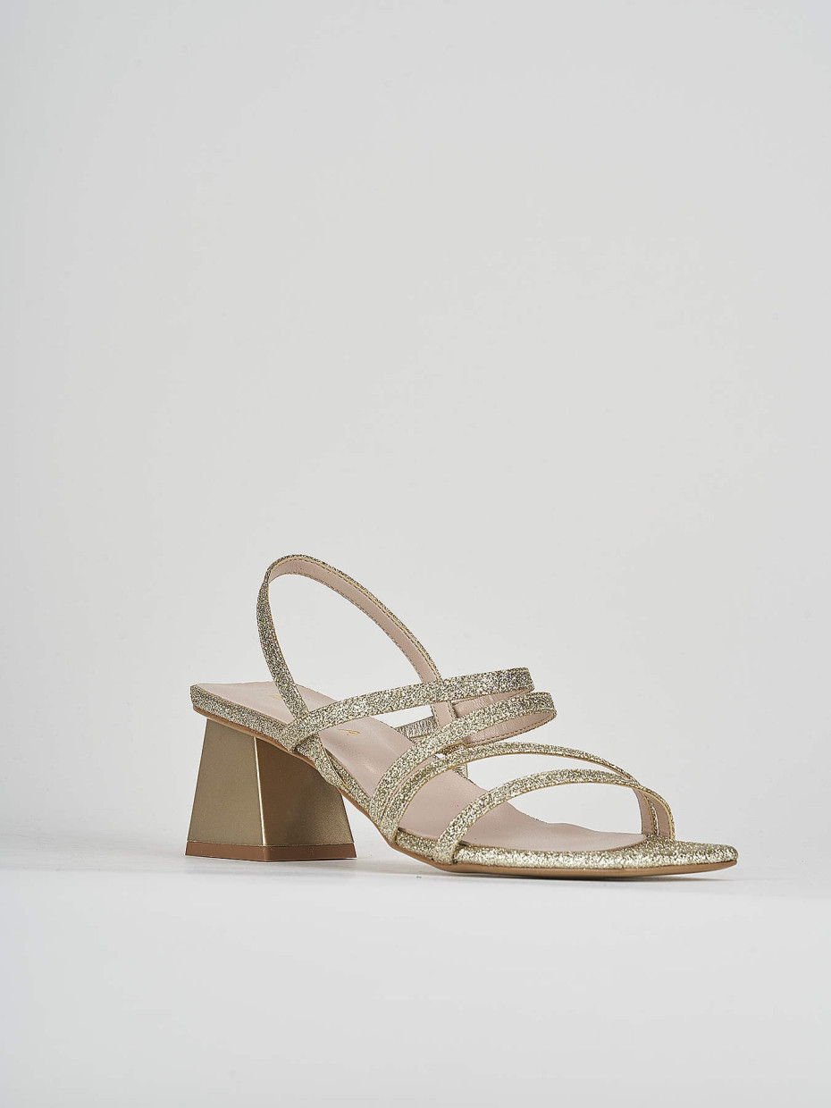 High heel sandals heel 5 cm gold glitter