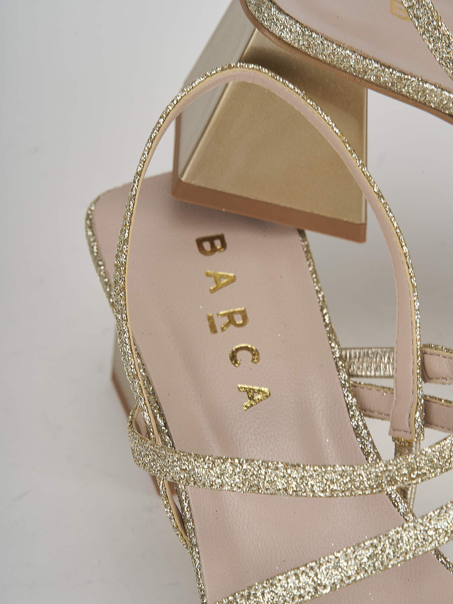 High heel sandals heel 5 cm gold glitter