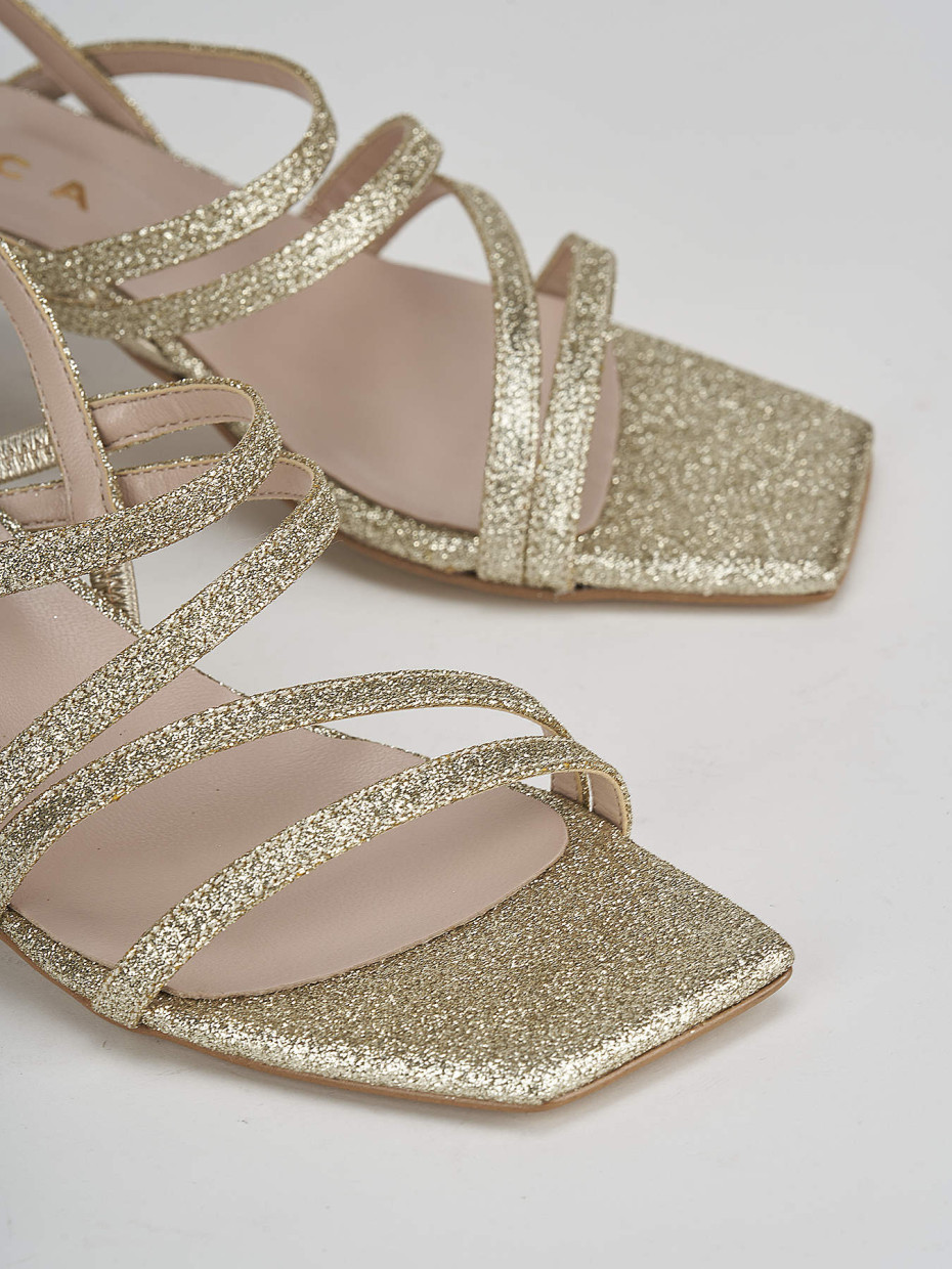 High heel sandals heel 5 cm gold glitter