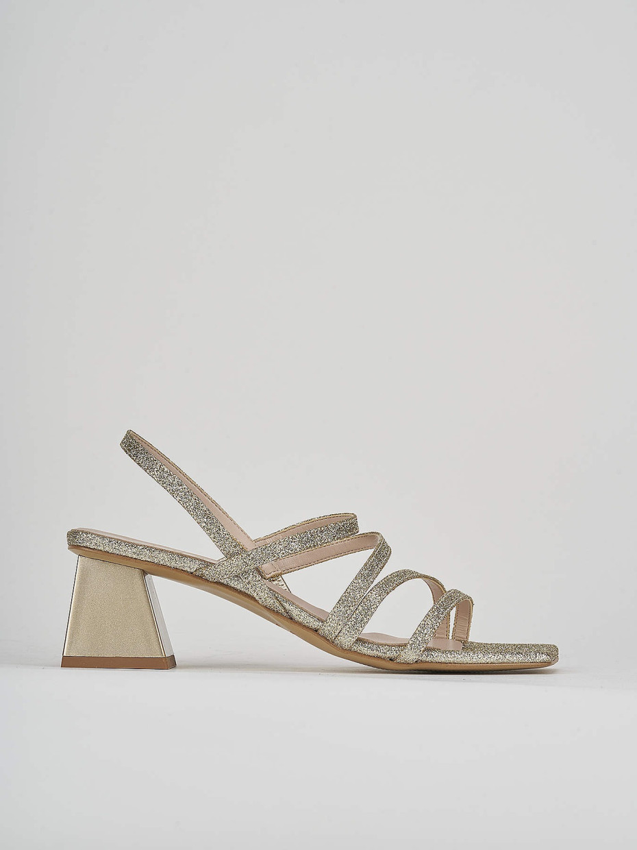 High heel sandals heel 5 cm gold glitter
