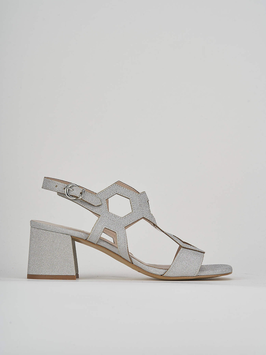 High heel sandals heel 5 cm silver glitter