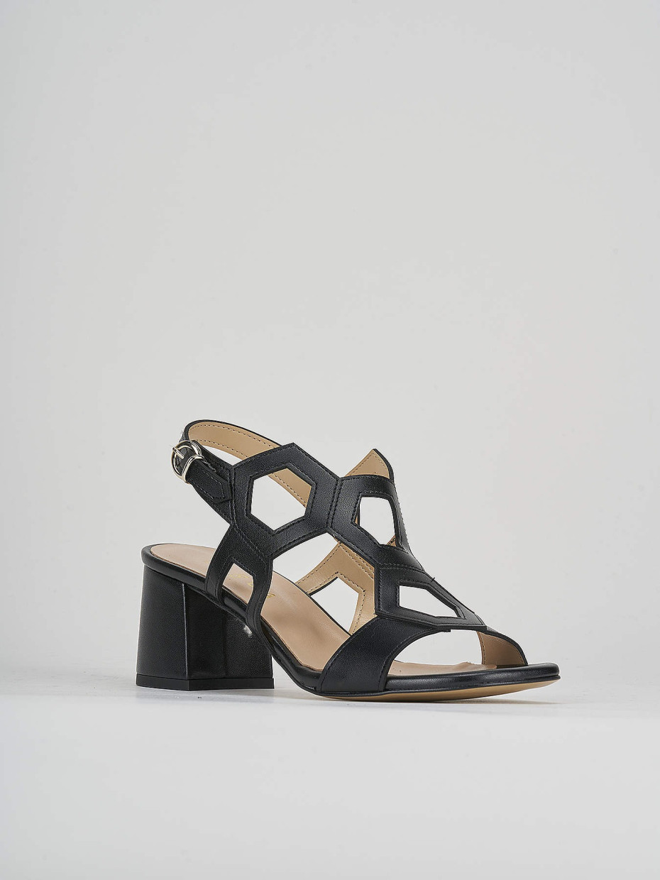 High heel sandals heel 5 cm black leather