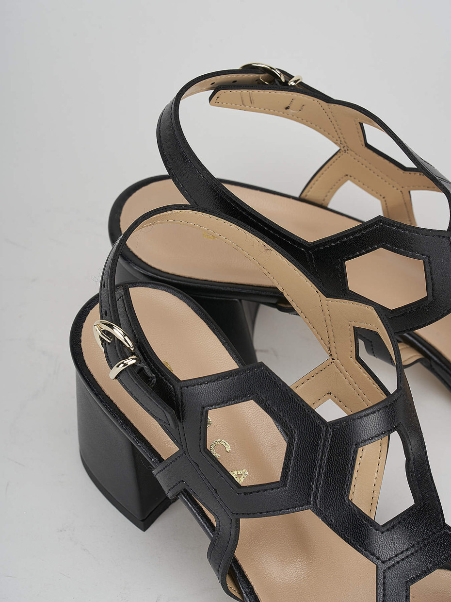 High heel sandals heel 5 cm black leather