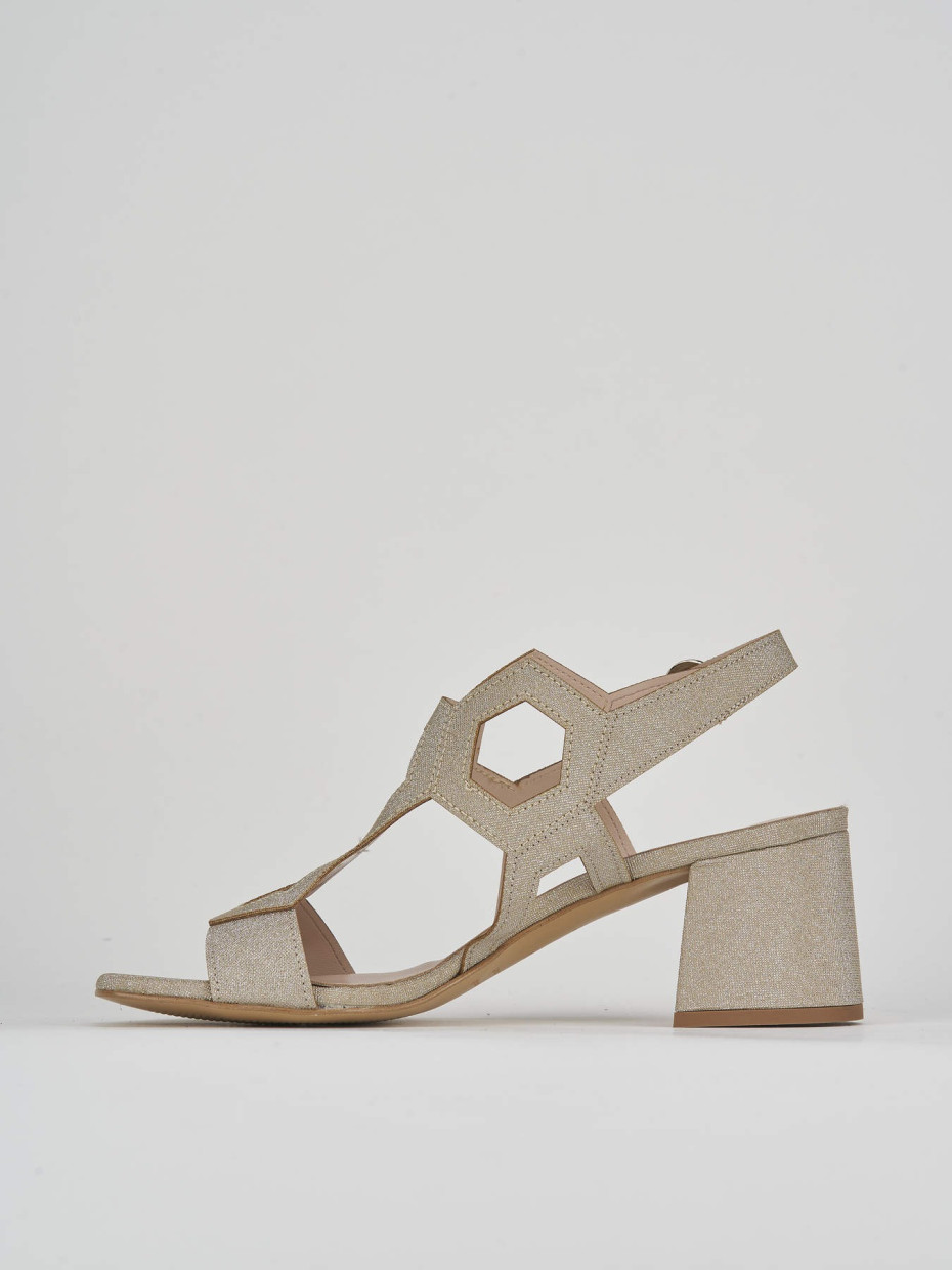 High heel sandals heel 5 cm gold glitter