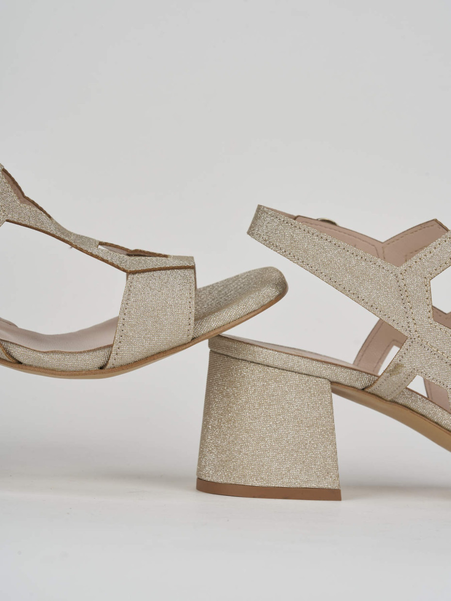 High heel sandals heel 5 cm gold glitter