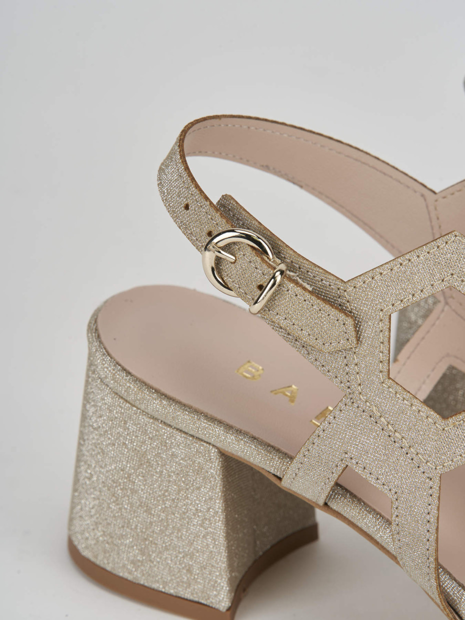 High heel sandals heel 5 cm gold glitter