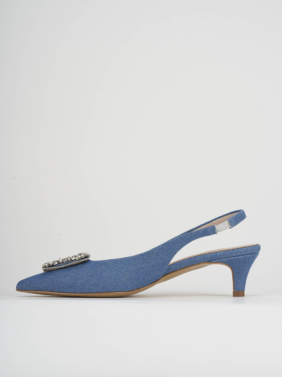 Pumps heel 5 cm jeans leather