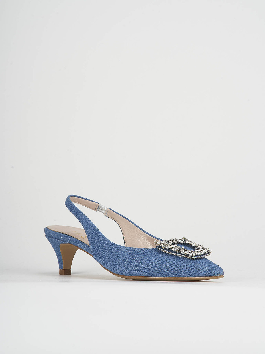 Pumps heel 5 cm jeans leather