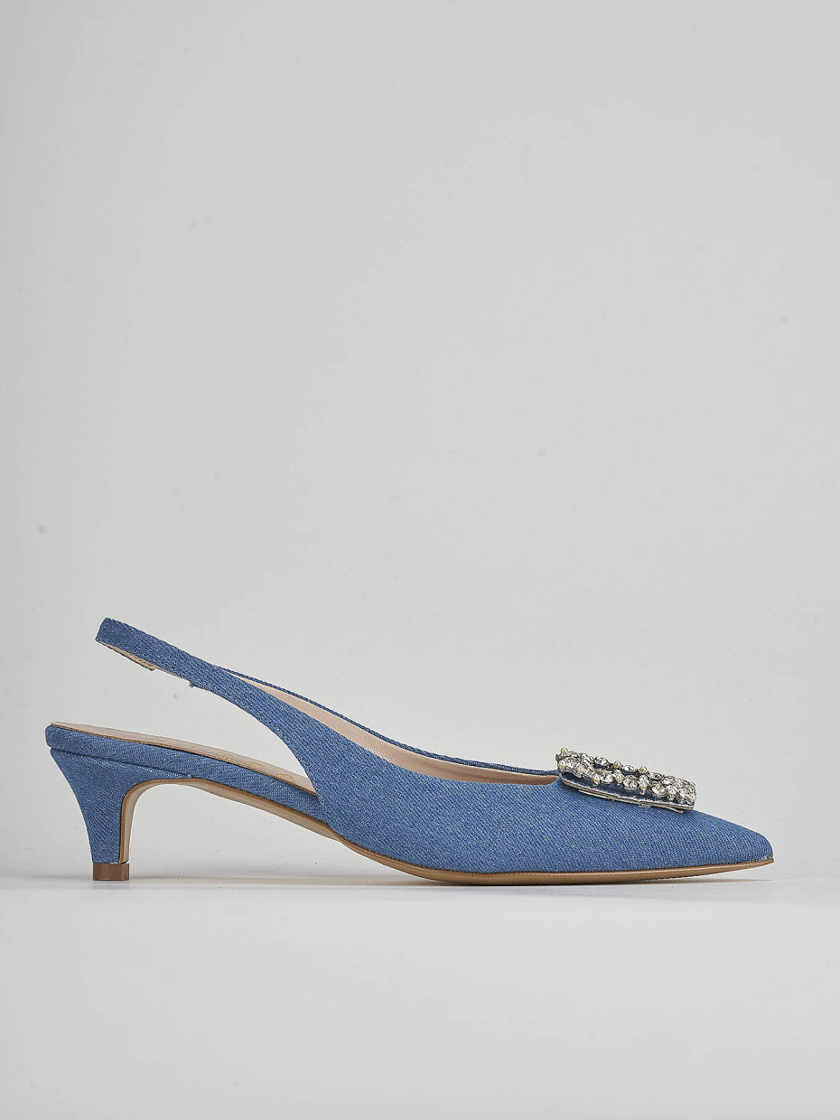 Slingaback decolte' tacco 5cm  jeans pelle