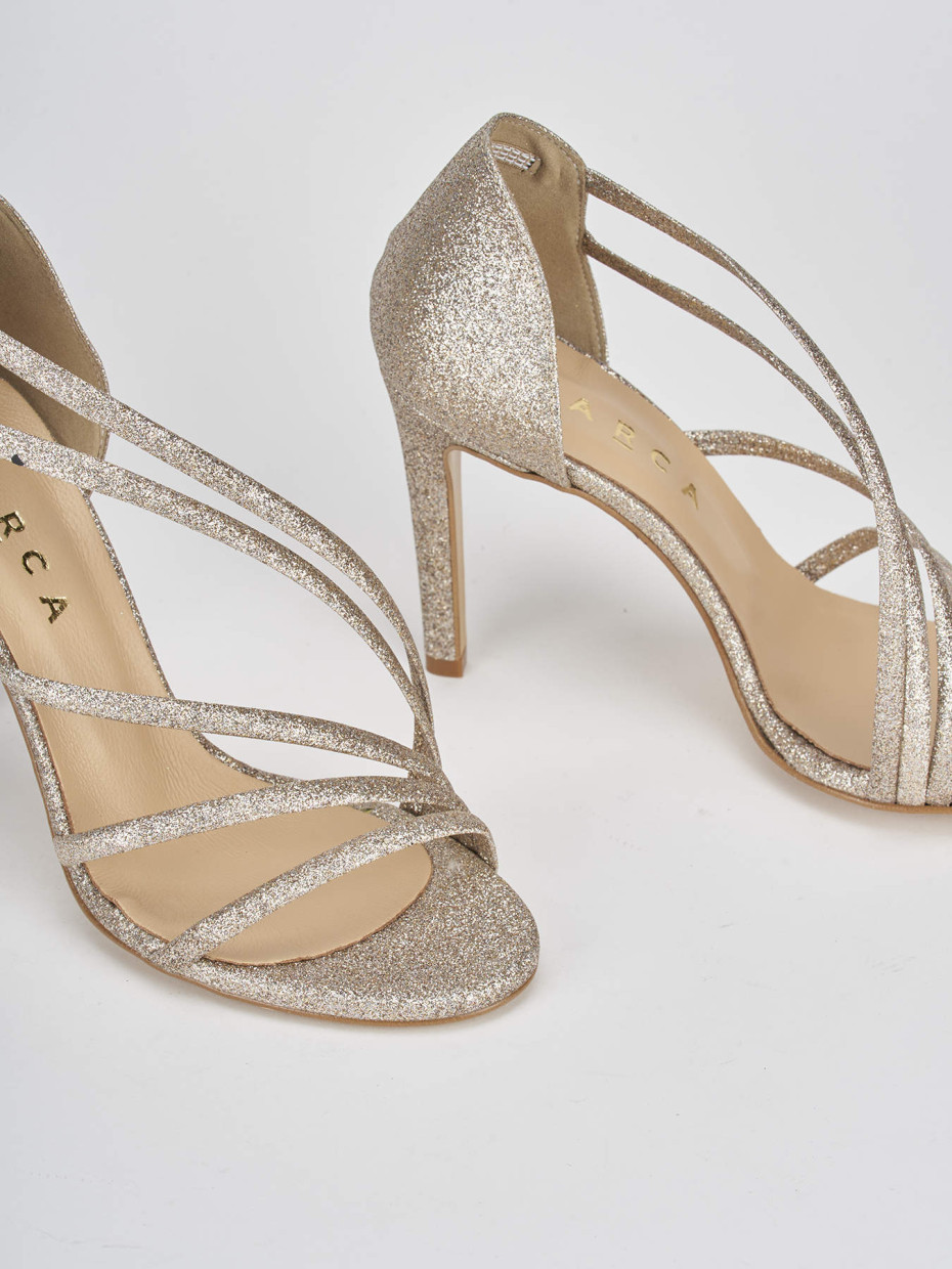 High heel sandals heel 10 cm gold leather