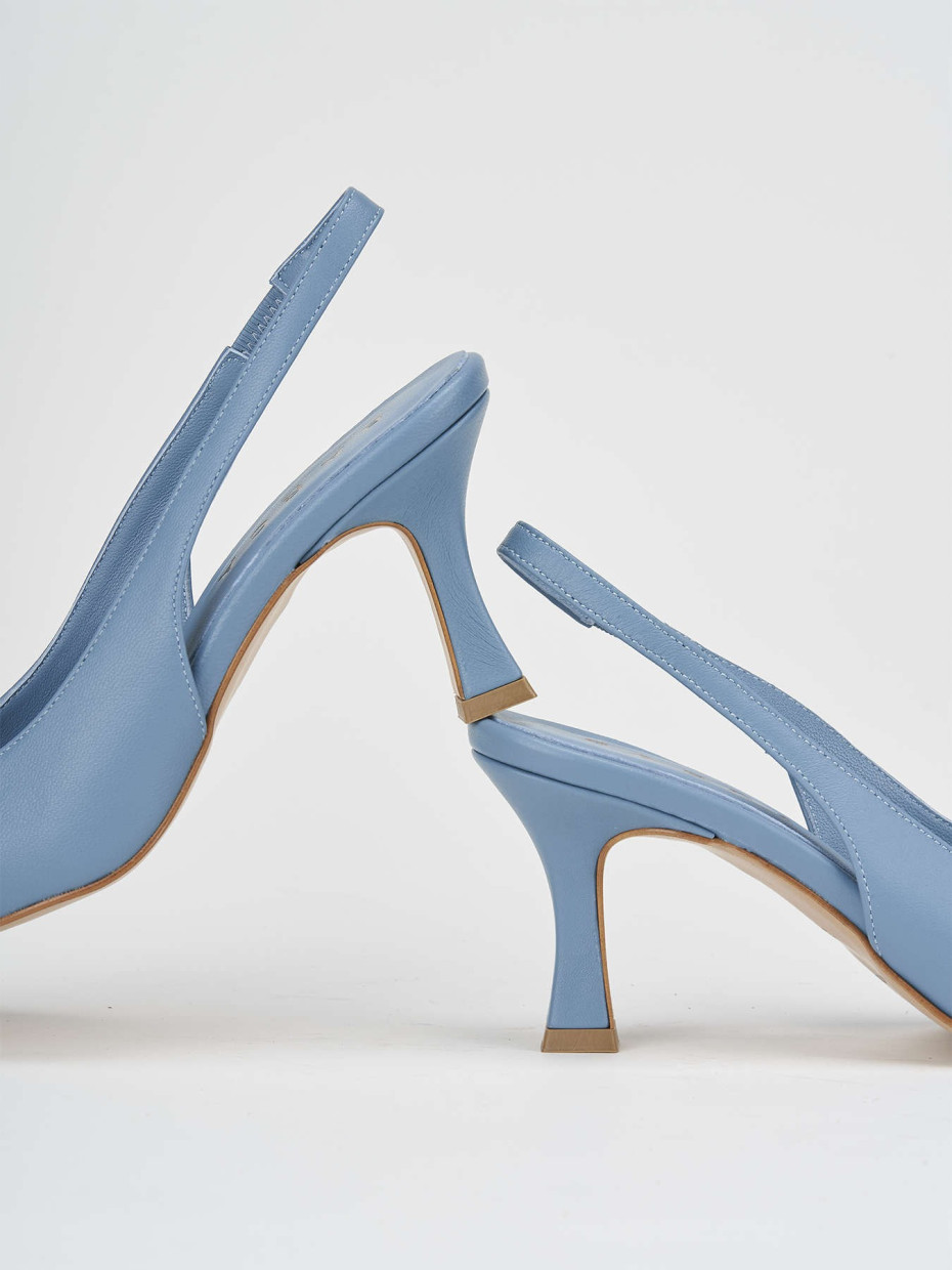 Pumps heel 7 cm light blue leather