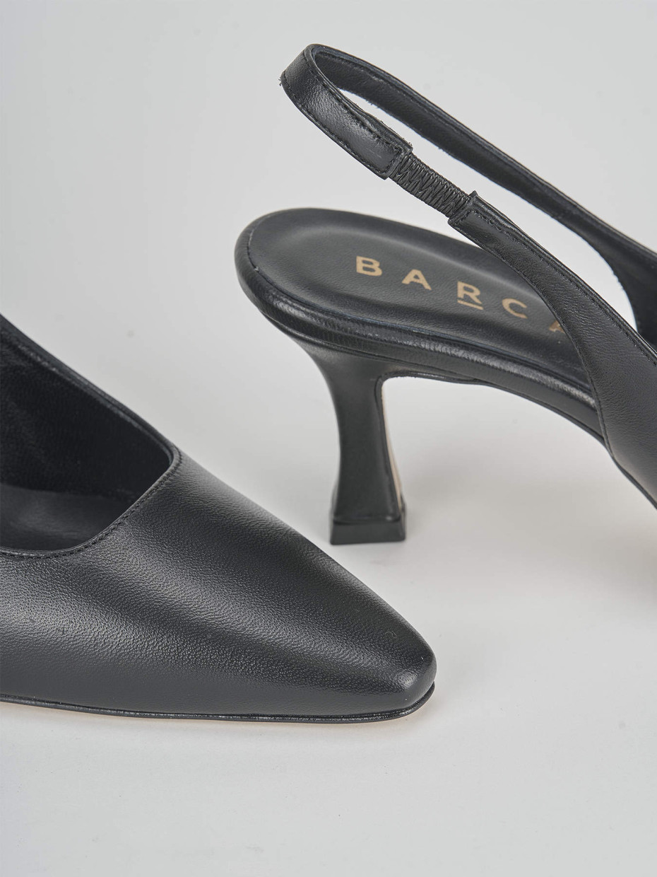 Slingback tacco 7 cm nero pelle
