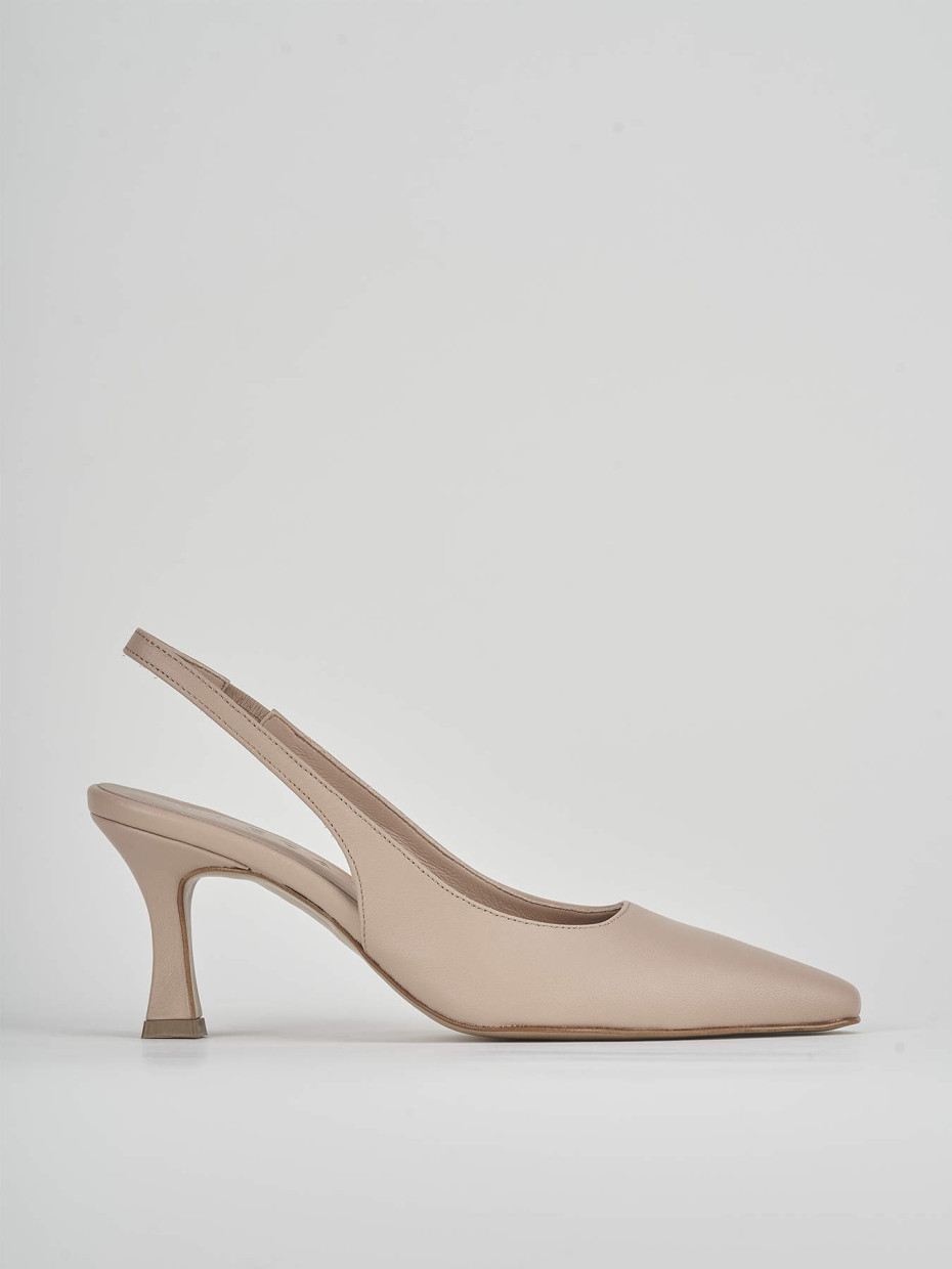Slingback tacco 7 cm rosa pelle
