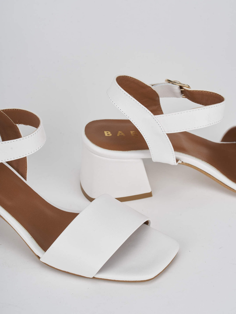 High heel sandals heel 5 cm white leather