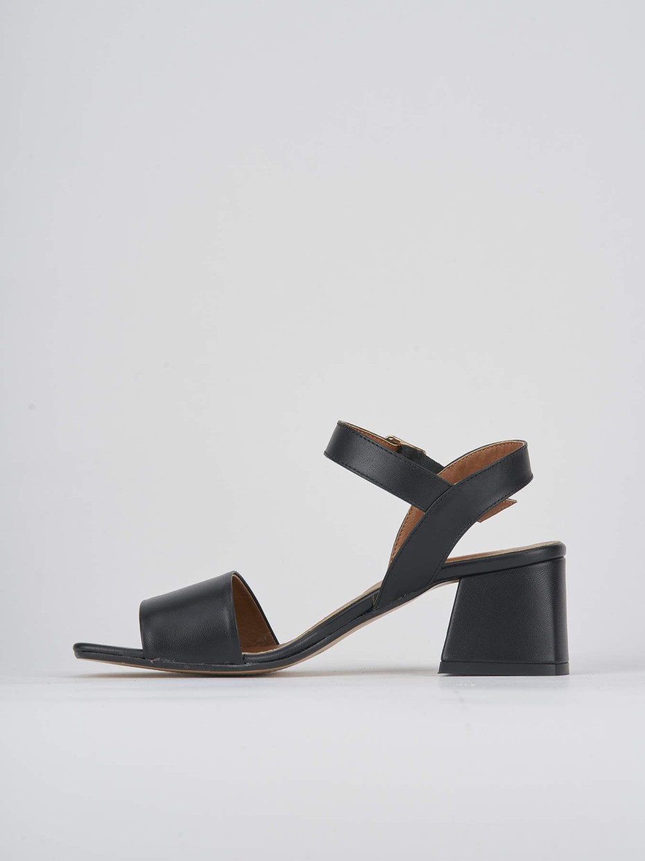 Sandali tacco 5cm pelle nero
