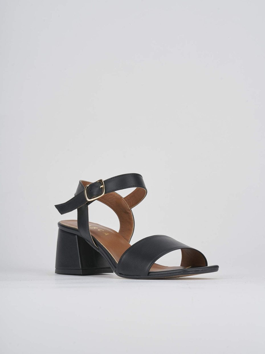 Sandali tacco 5cm pelle nero