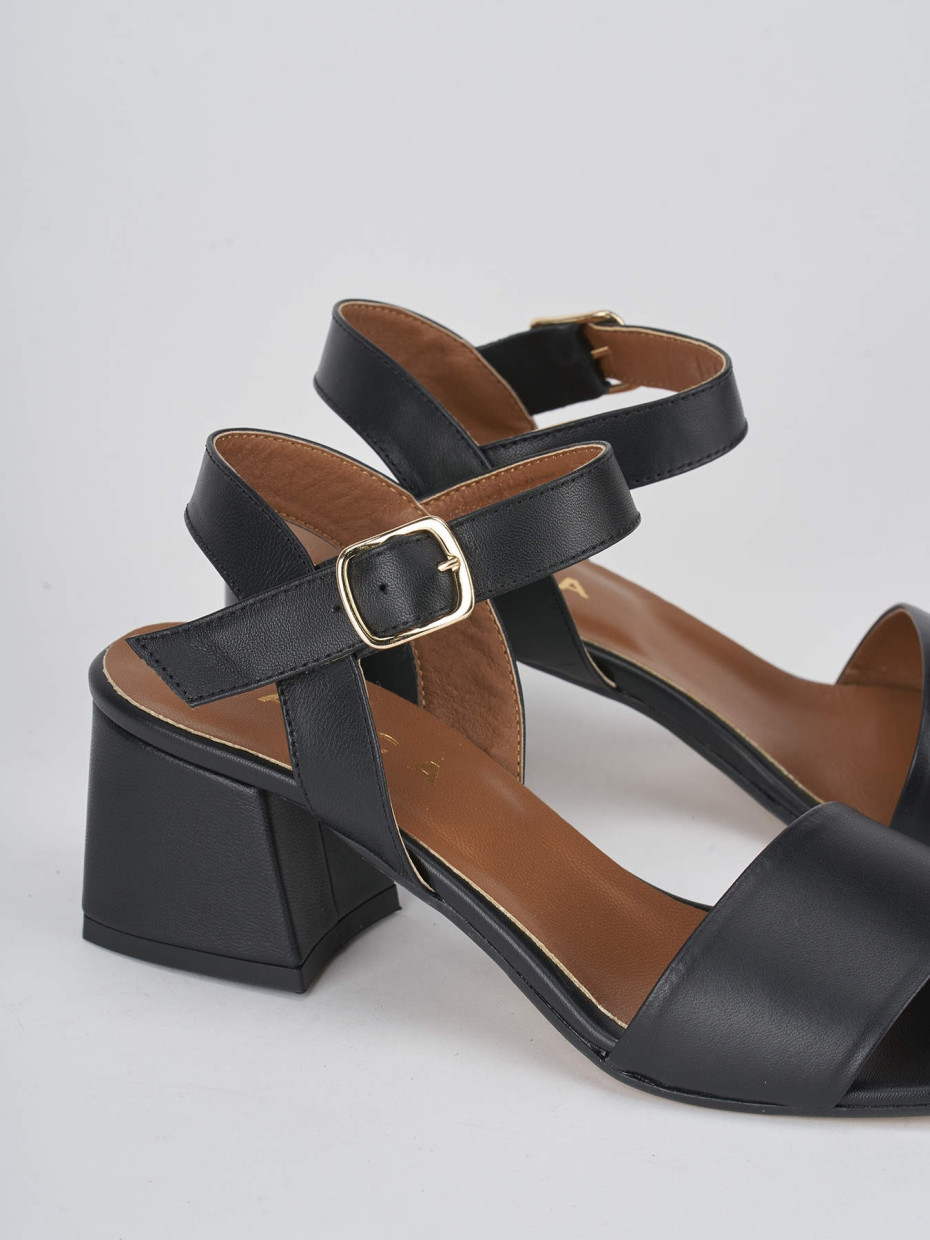 Sandali tacco 5cm pelle nero