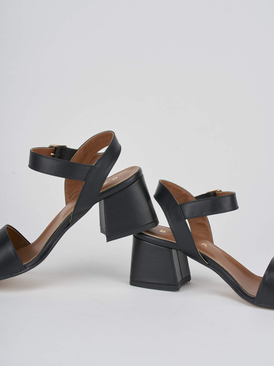 Sandali tacco 5cm pelle nero Barca Stores