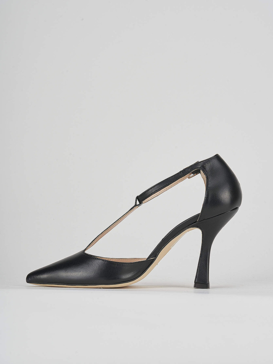 Décolleté e slingback tacco 7cm pelle nero