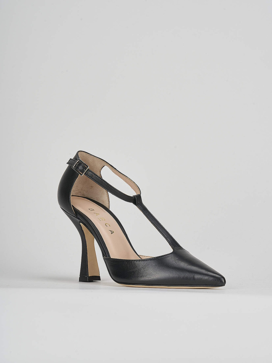 Décolleté e slingback tacco 7cm pelle nero