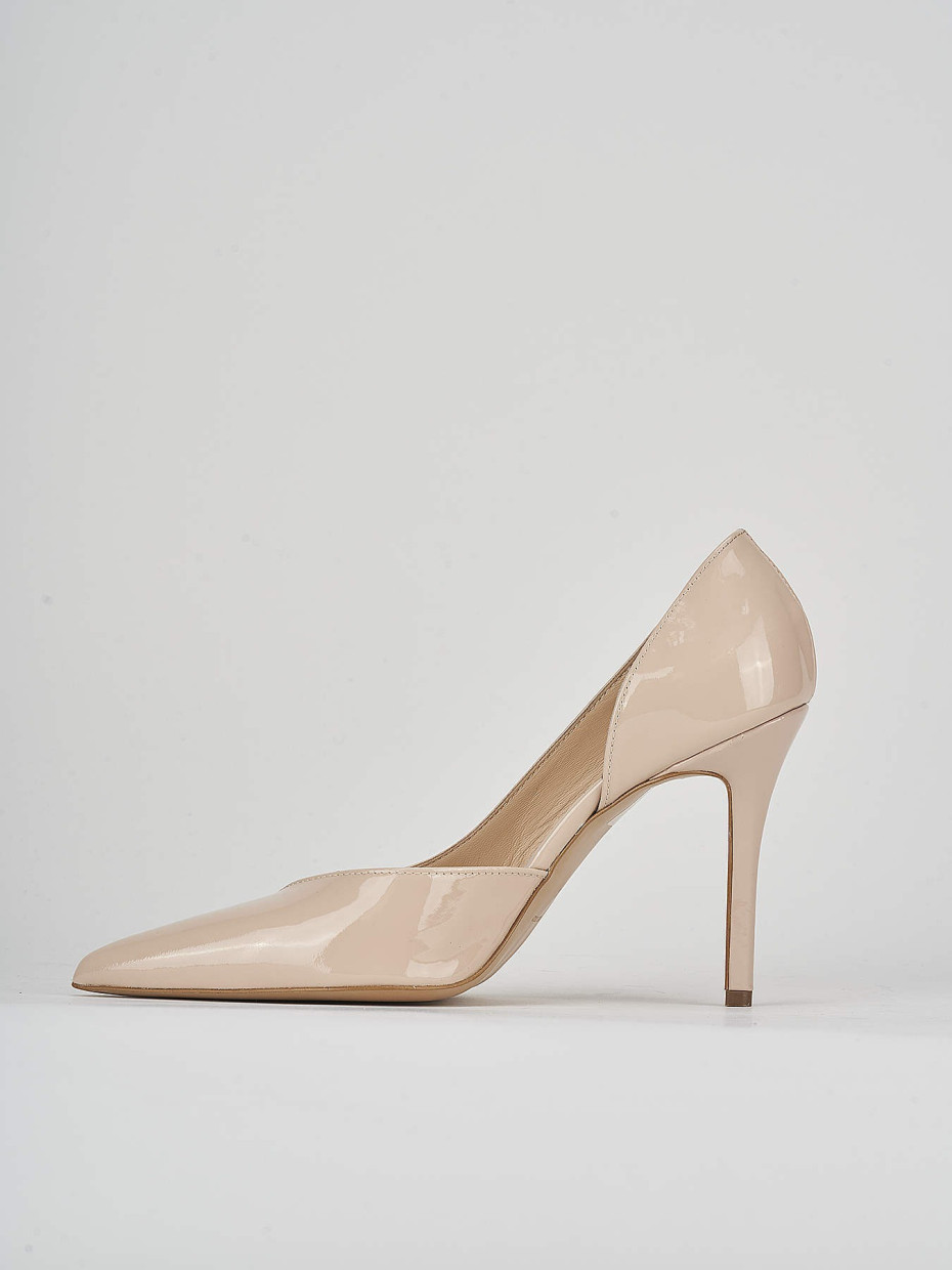Pumps woman heel 9 cm beige patent Barca Stores