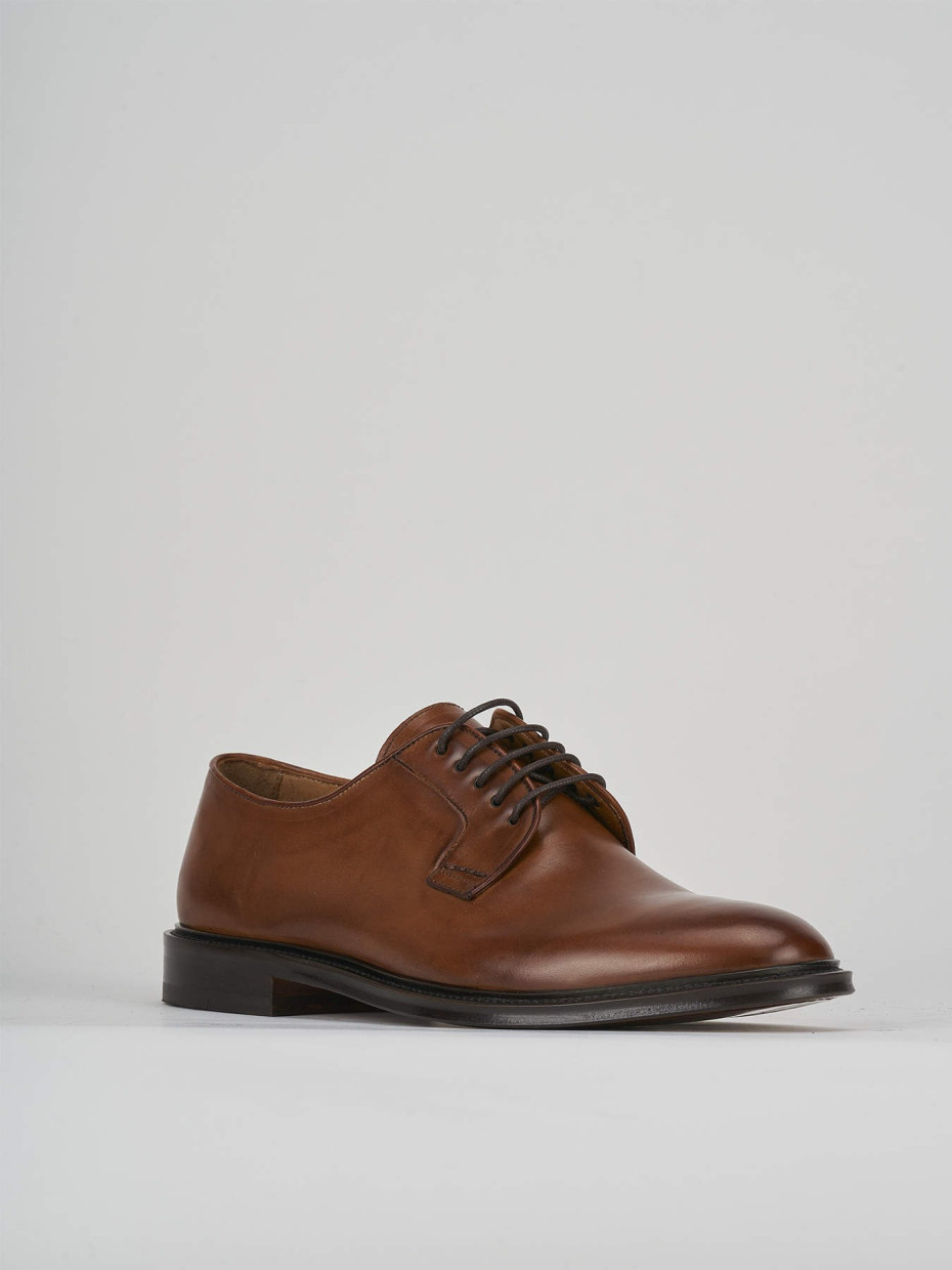 Lace-up shoes heel 1 cm brown leather