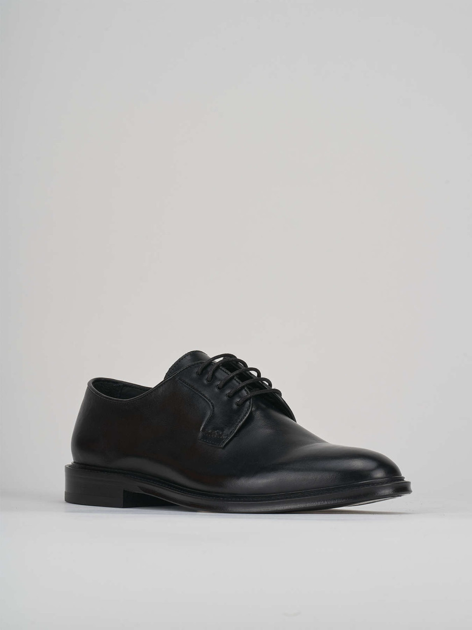 Lace-up shoes heel 1 cm black leather