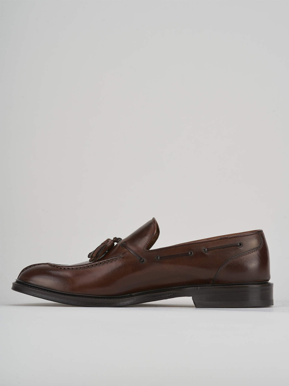 Loafers heel 2 cm brown leather