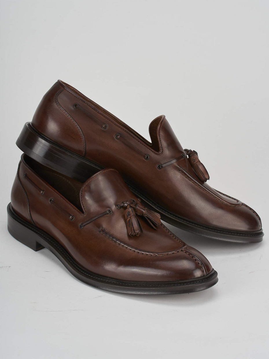 Loafers heel 2 cm brown leather