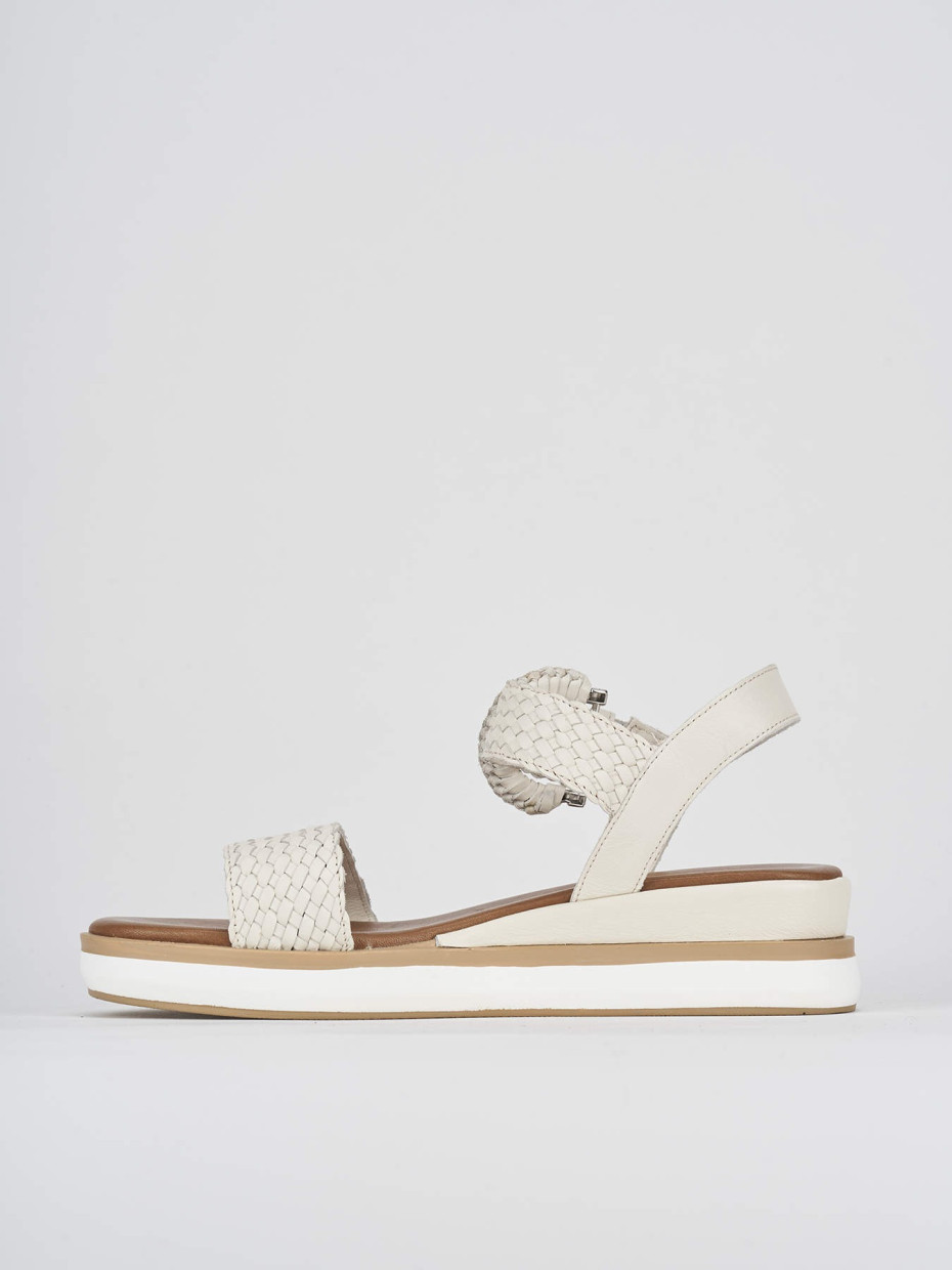 Sandali zeppa tacco 3cm pelle beige