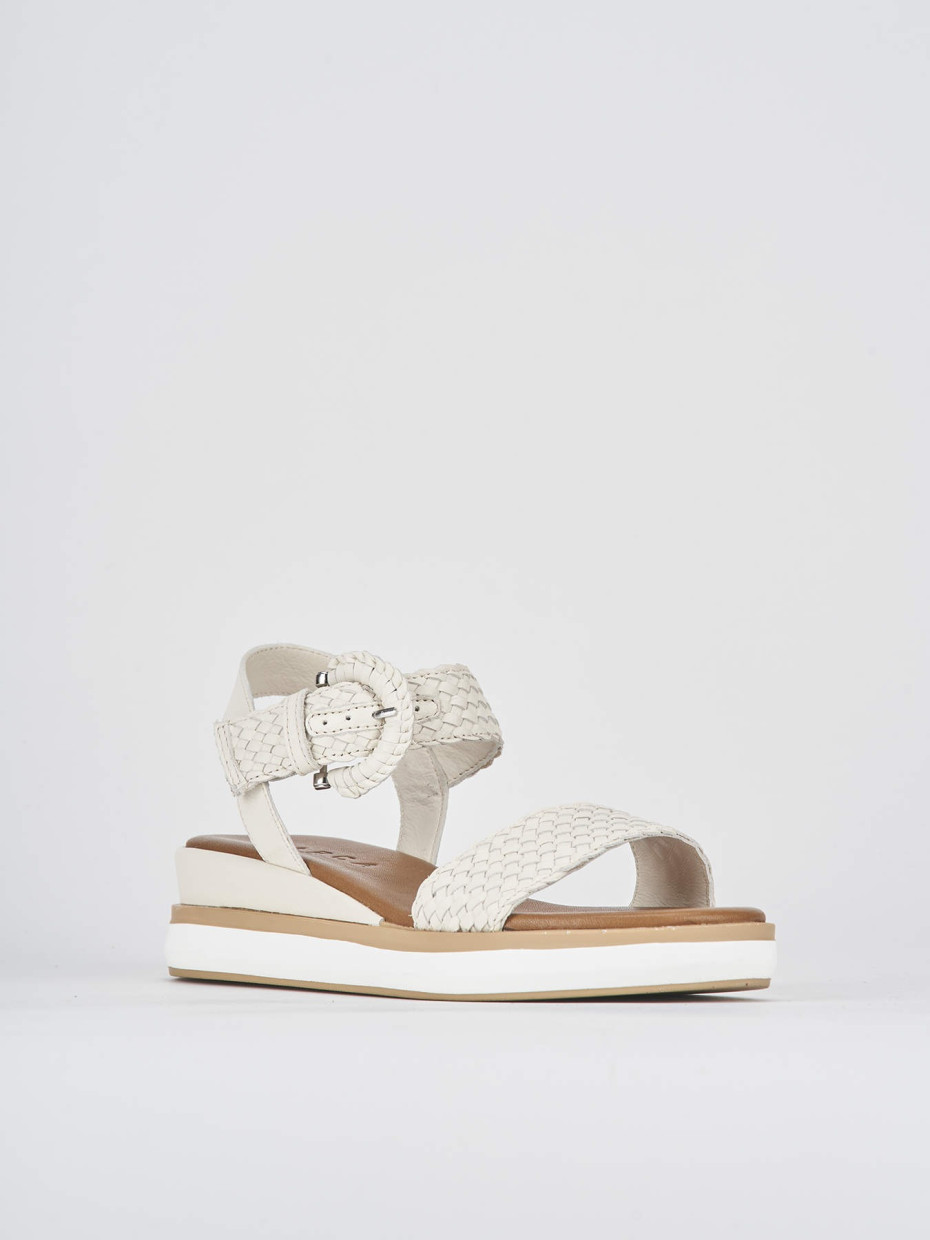 Sandali zeppa tacco 3cm pelle beige Barca Stores