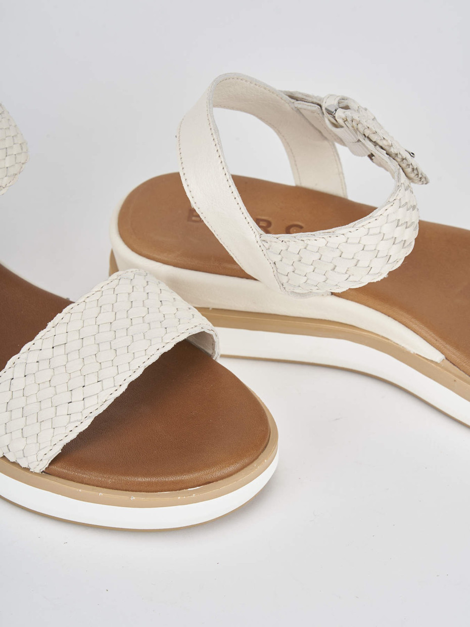 Sandali zeppa tacco 3cm pelle beige