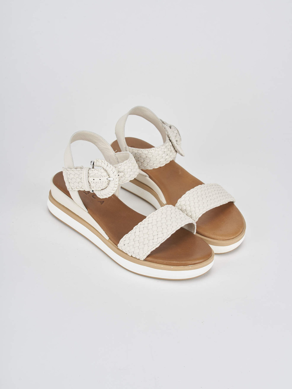 Sandali zeppa tacco 3cm pelle beige