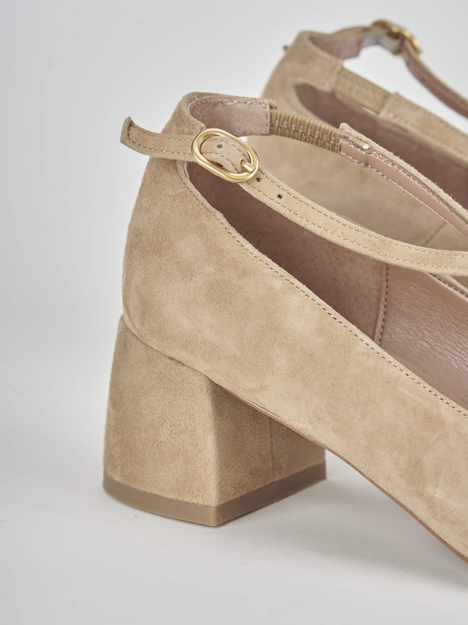 Bebè tacco 5 cm beige camoscio