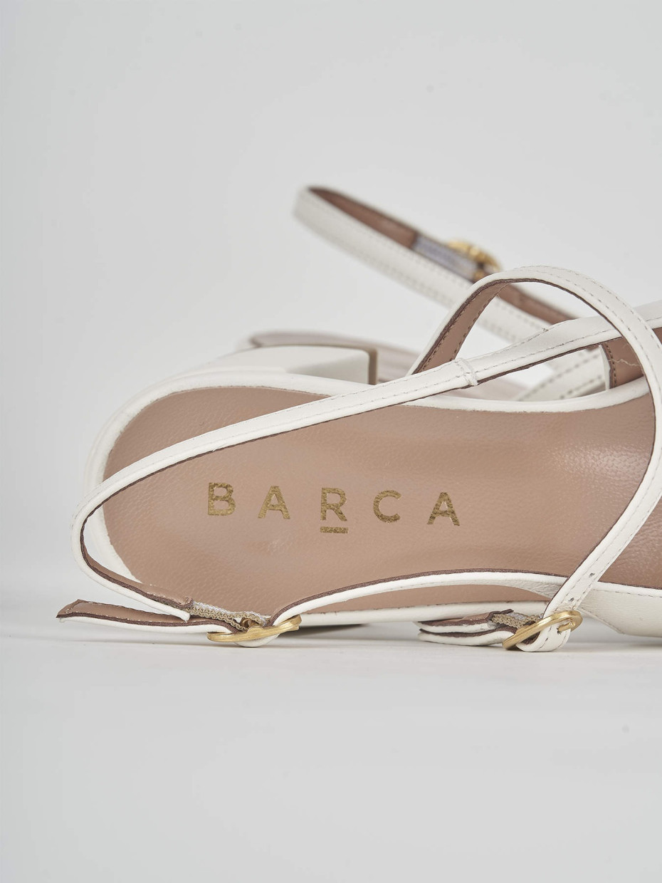 Slingback tacco 5 cm bianco pelle