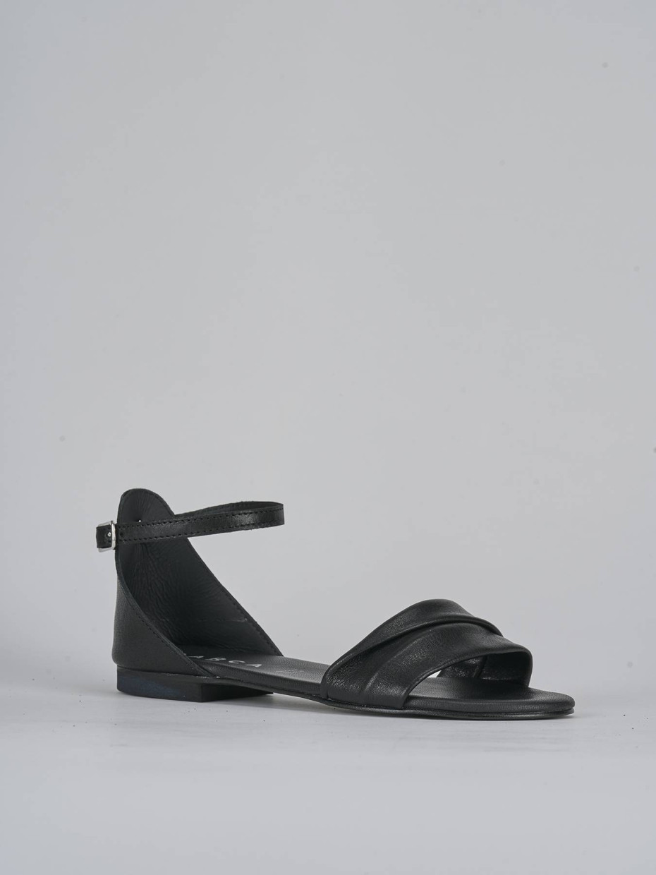 Sandalo tacco 1 cm nero pelle