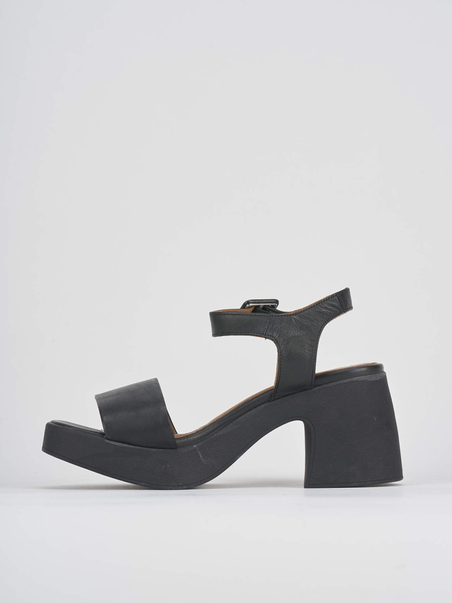 High heel sandals heel 7 cm black leather