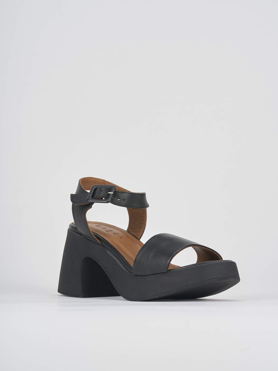 High heel sandals heel 7 cm black leather