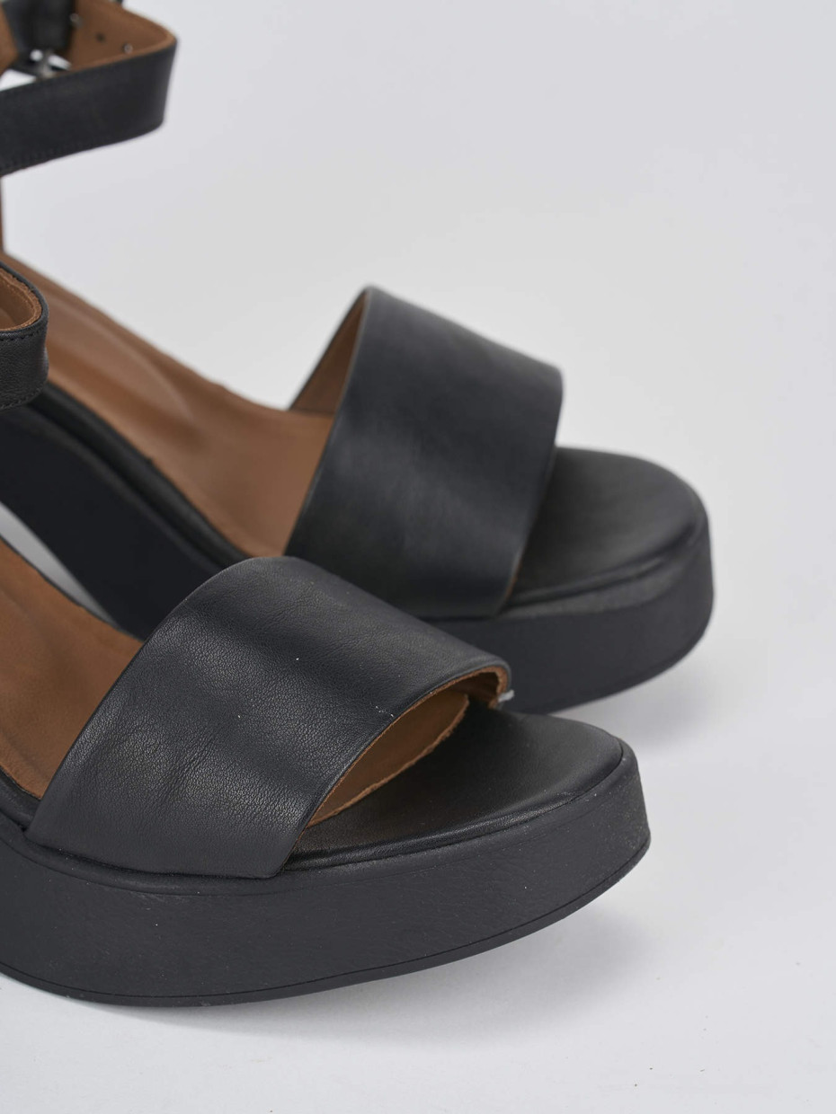 High heel sandals heel 7 cm black leather