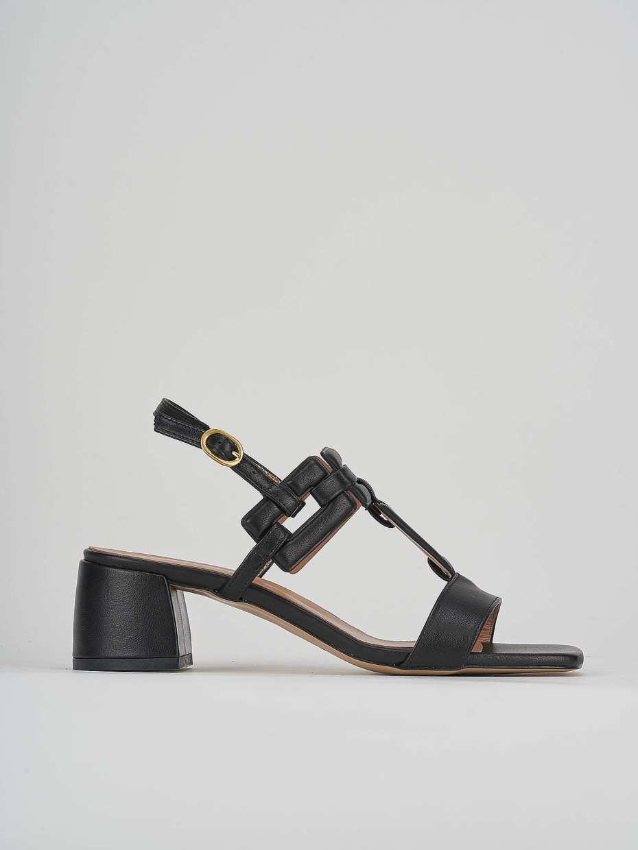 Sandali tacco 5cm pelle nero