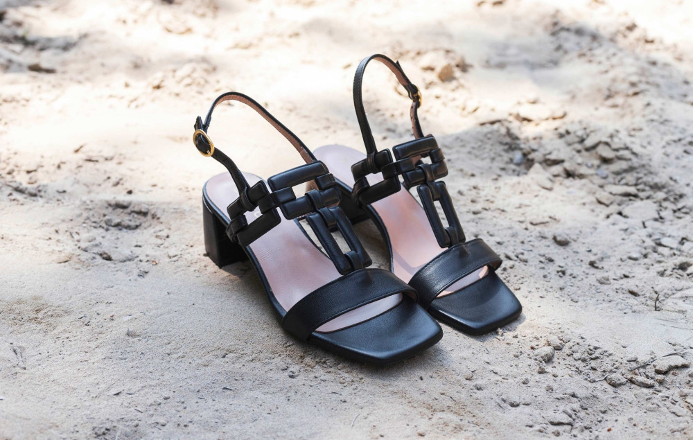 Sandali tacco 5cm pelle nero