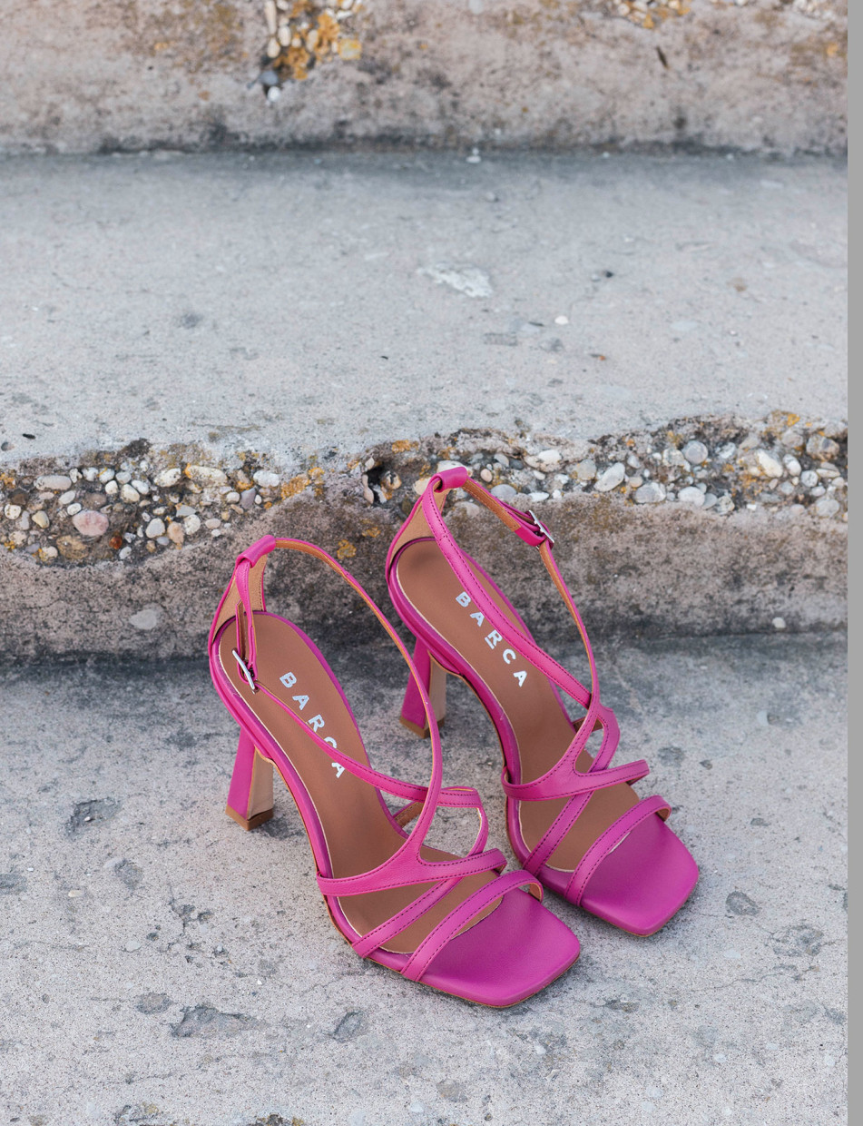 Sandali tacco 9 cm rosa pelle Barca Stores