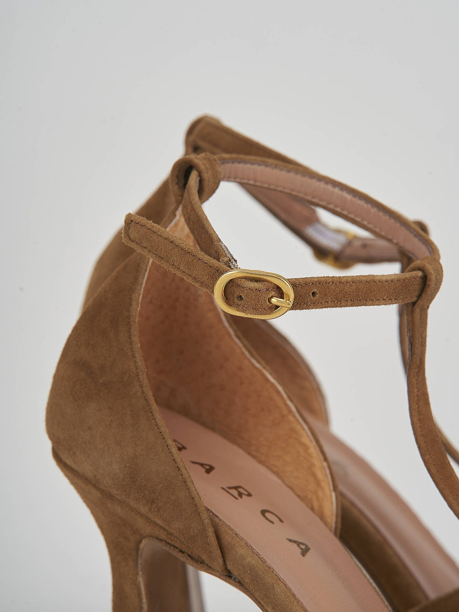 High heel sandals heel 8 cm brown suede