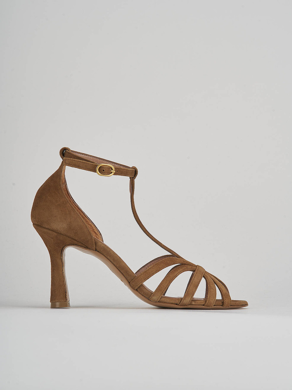 Sandali tacco 8cm camoscio marrone