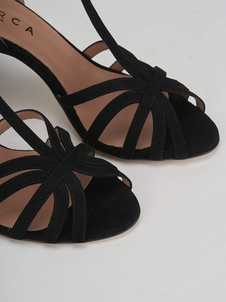 High heel sandals heel 8 cm black suede